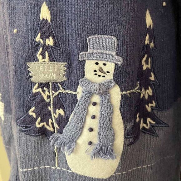 CROFF & BARROW Women's Vintage Purple Christmas Sweater with Buttons size PL - Picture 6 of 10